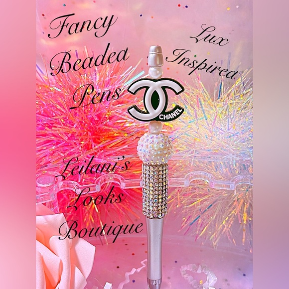 Fancy beaded pen/fancy pen/white beads/gifts ideas/ - Picture 1 of 7